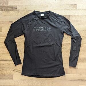 Gymshark Men's Black Raglan Long Sleeve Cotton Shirt Medium